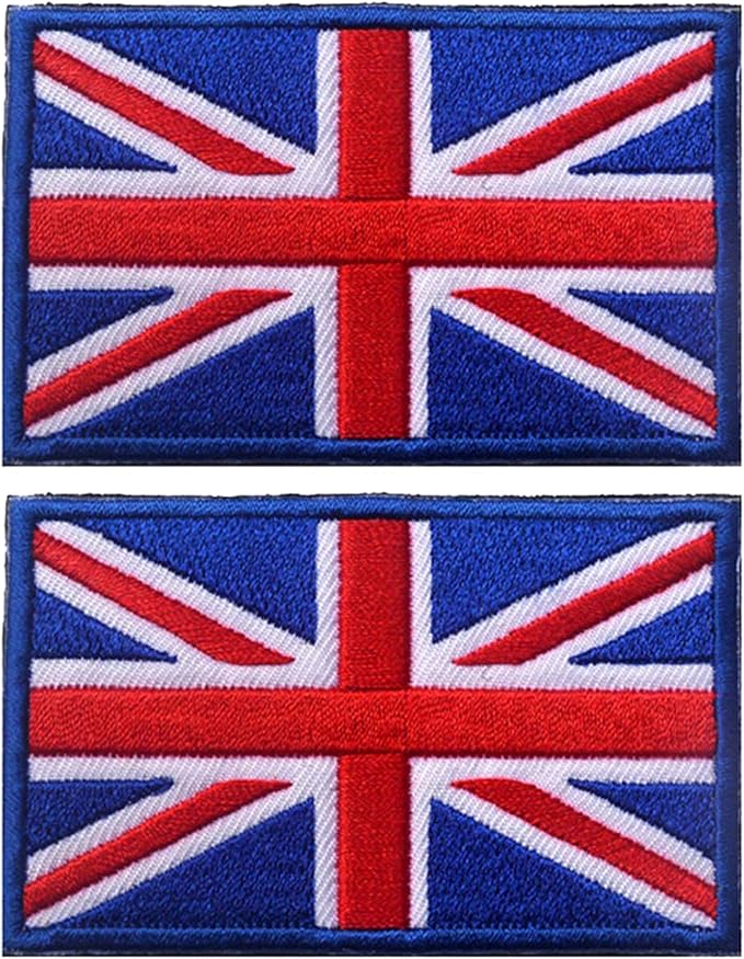 EmWoot 2PCS UK United Kingdom Flag Patch Embroidered Morale Patch Military Tactical Patches Hook and Loop