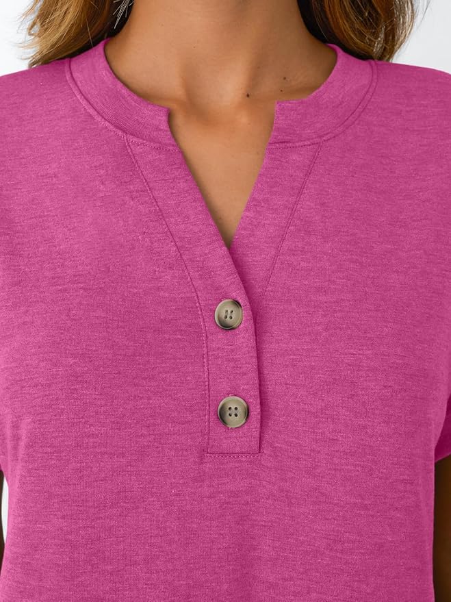 AUTOMET Women's Short Sleeve Shirts Henley Dressy Casual Summer Tops 2026 Spring Fashion Trendy Cute T-Shirts