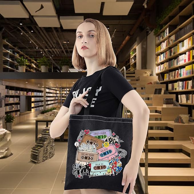 WZMPA Korean Group Fans Tote Bag Concert Fans Gift South Korea Singer Reusable Grocery Bag Concert Merchandise