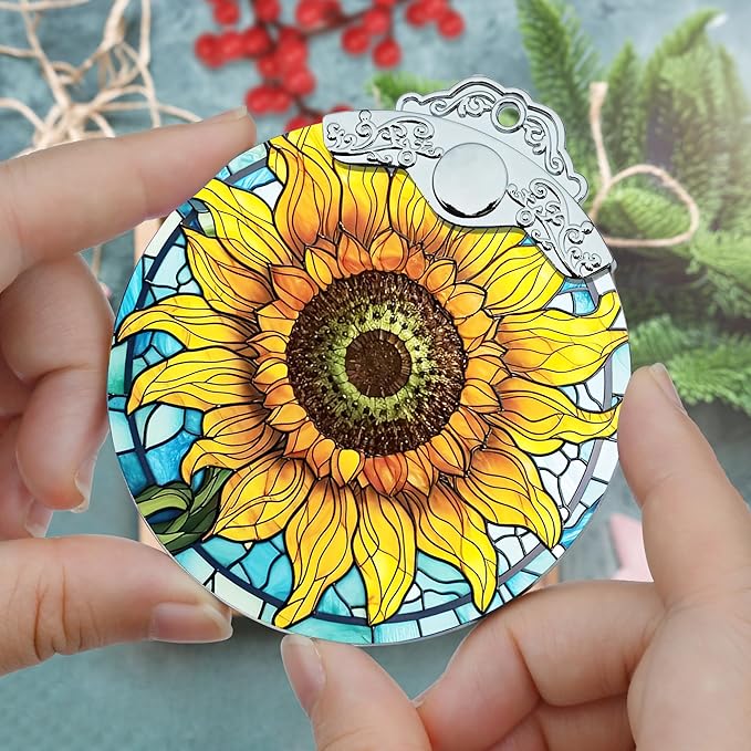 Christmas Ornaments: Stained Glass Ornament, Christmas Tree Ornament, Hanging Ornaments for Home Decor & Xmas Tree Decorations – Exquisite Holiday Decor, Holiday Present - Sunflower