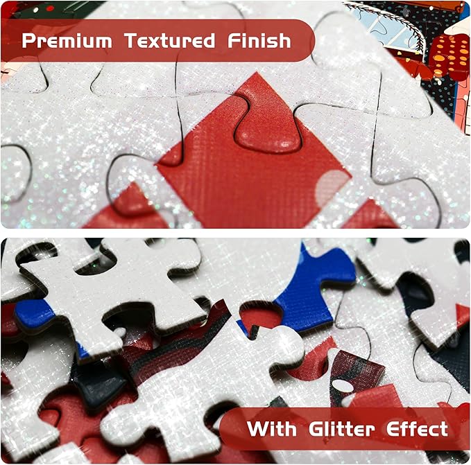 Naturelish 1000 Piece Christmas Puzzle for Adults, Festive Winter Village Jigsaw Puzzle with Glitter Snow Effect, Holiday Street Scene Puzzle, Perfect for Christmas Fun, 24 x 24 Inches