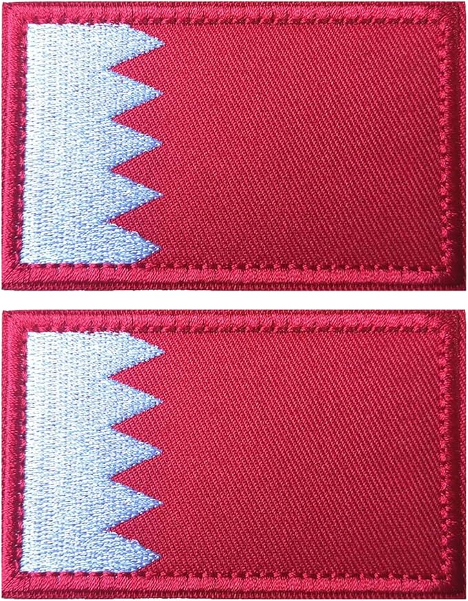 EmWoot 2PCS Bahrain Flag Patch Embroidered Morale Patch Military Tactical Patches Hook and Loop