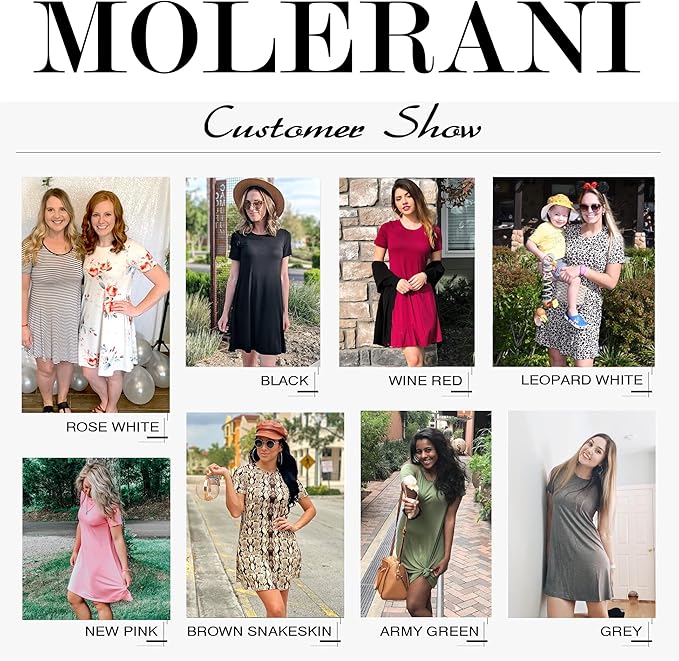 MOLERANI Women's Casual Plain Simple T-Shirt Loose Dress