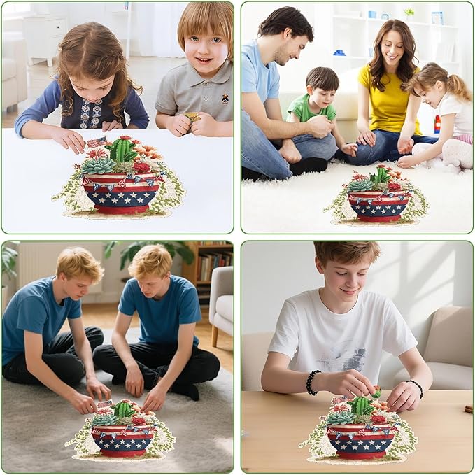 MEATRN Wooden Puzzles for Adults - Artistic Succulent Cactus Wooden Jigsaw Puzzles, Premium Plant Wood Puzzle for Relaxation and Home Décor, Collectible Gift, 207 Pcs, 10.3 x 11.4in