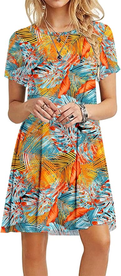 MOLERANI Women's Casual Plain Simple T-Shirt Loose Dress
