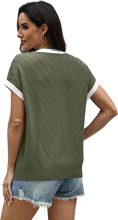 WIHOLL Short Sleeve Sweater for Women Summer Tops 2026 Business Casual Outfits Beach Vacation Clothes