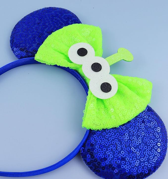 LIHELEI Mouse Ears Headband, Aliens Blue Mouse Headbands for Boys Kids Birthday Party - Blue Aliens Headband