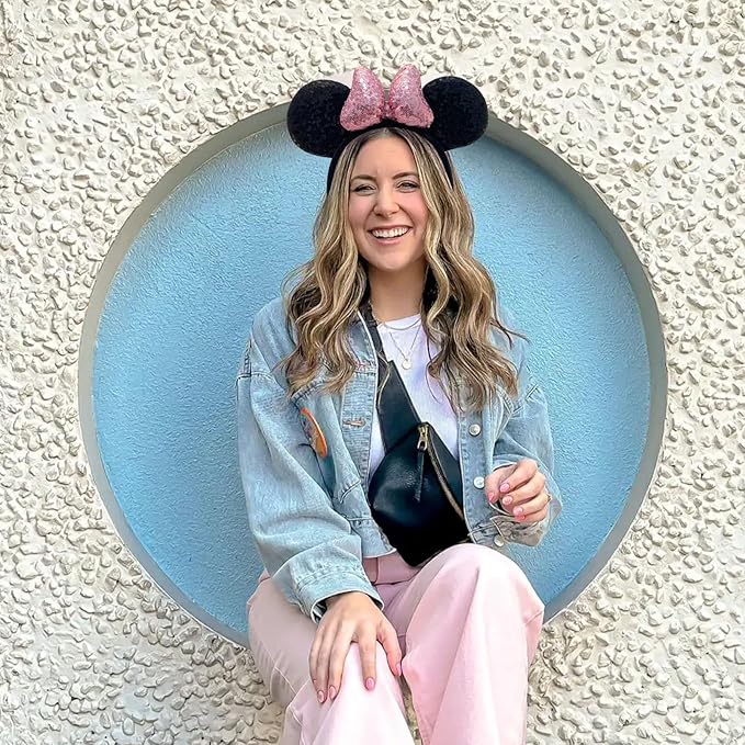 ODOCARE Handmade Mouse Ears Headband for Women and Ladies, Polka Dot Bow Minnie Ears Costume Accessories
