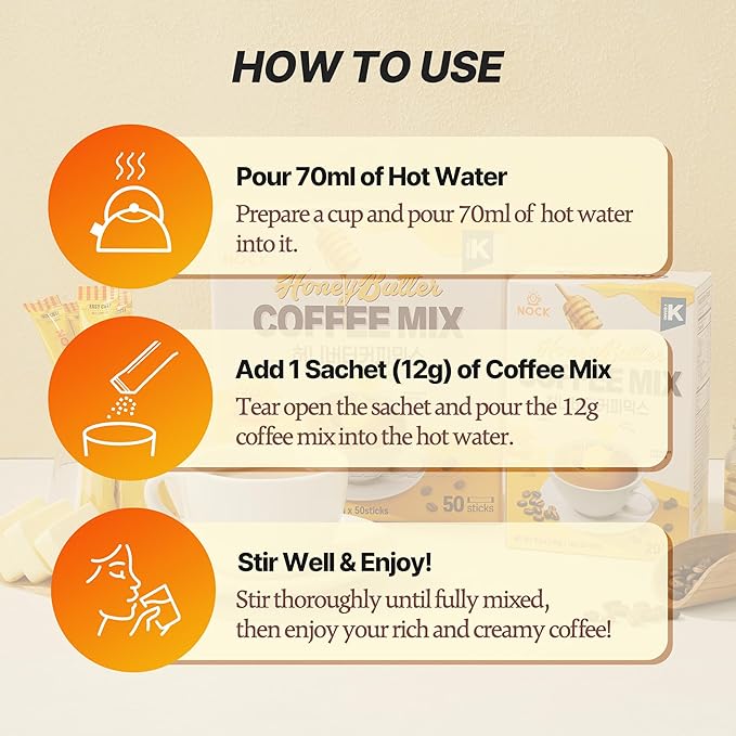 [Nokchawon] Honey Butter Coffee Mix, Sweet & Creamy Korean Instant Latte, Unique Gourmet Flavor for Office & Travel, 20 Sticks