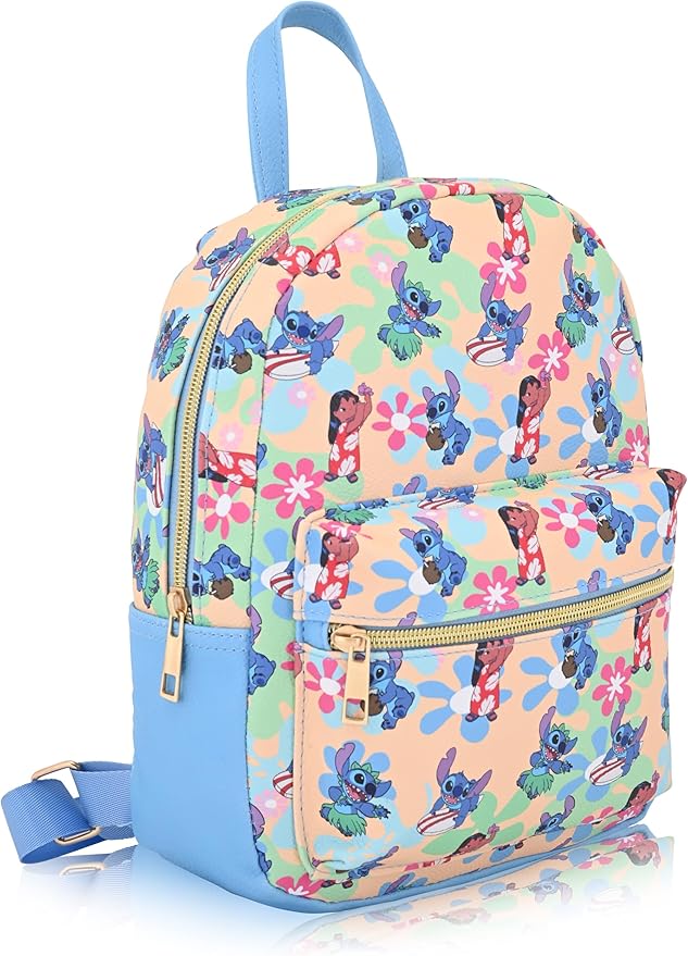 Disney Lilo and Stitch Backpack for Women, Men, Boys, Girls, Unisex | Cute PU Leather 10" Stitch Mini Backpack Purse Shoulder Purse | Stitch Bag and Stitch Accessories