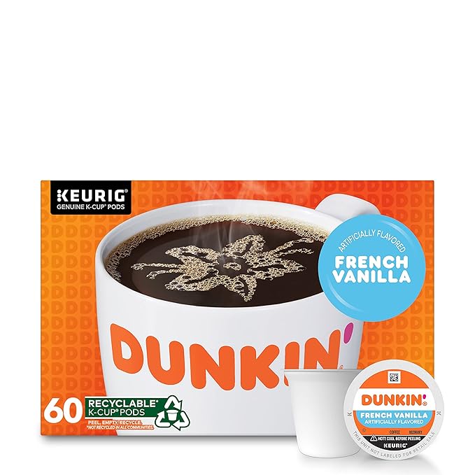 Dunkin' French Vanilla Flavored Coffee, 60 Keurig K-Cup Pods