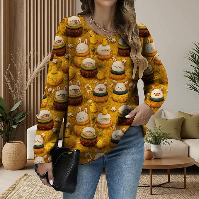 LIZALIG Women's Fall Christmas Snowman Sweater Long Sleeve Crewneck Pullover Festive Holiday Winter Outfit for Parties