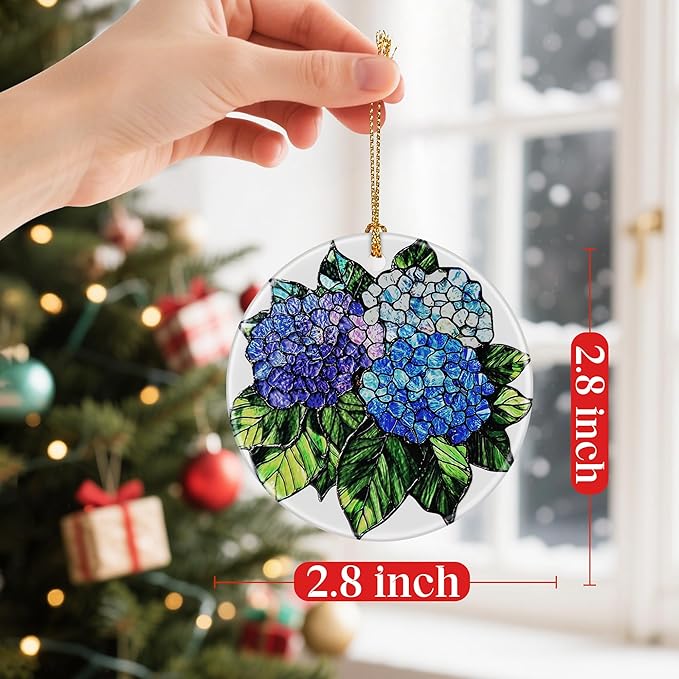 Blue Hydrangea Ornaments, Christmas Ornaments: Christmas Tree Decorations, Holiday Decor, Stocking Stuffers, Gift Ideas, Xmas Gift, Garden Gifts & Gifts for Flower Lover