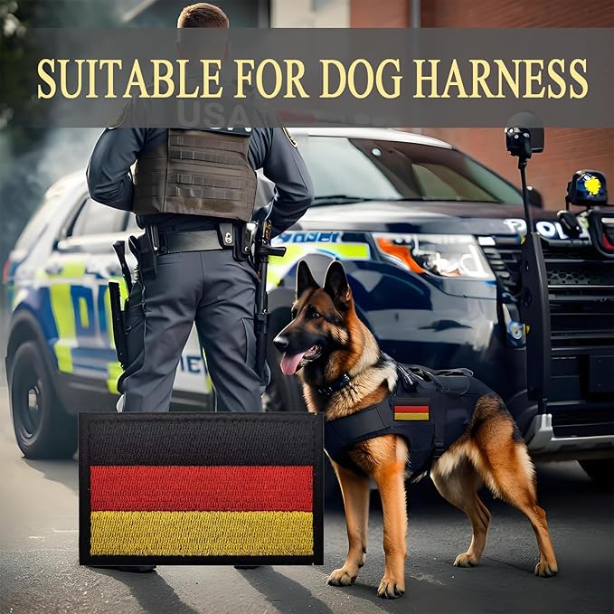 EmWoot 2PCS Germany Flag Patch Embroidered Morale Patch Military Tactical Patches Hook and Loop(Black Border)