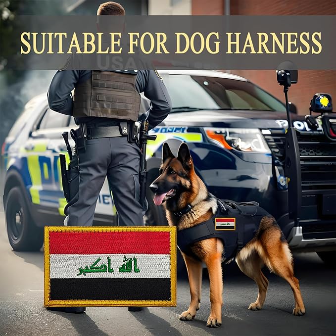 EmWoot 2PCS Iraq Flag Patch Embroidered Morale Patch Military Tactical Patches Hook and Loop
