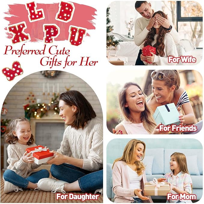 Chenille Initial Letter Bow Mouse Fanny Pack, Waterproof Park Crossbody Bag Christmas Birthday Gifts for Teen Girls Daughter Women Kids Adults, Cute Belt Bag Must Haves for Park Travel (P, Red)