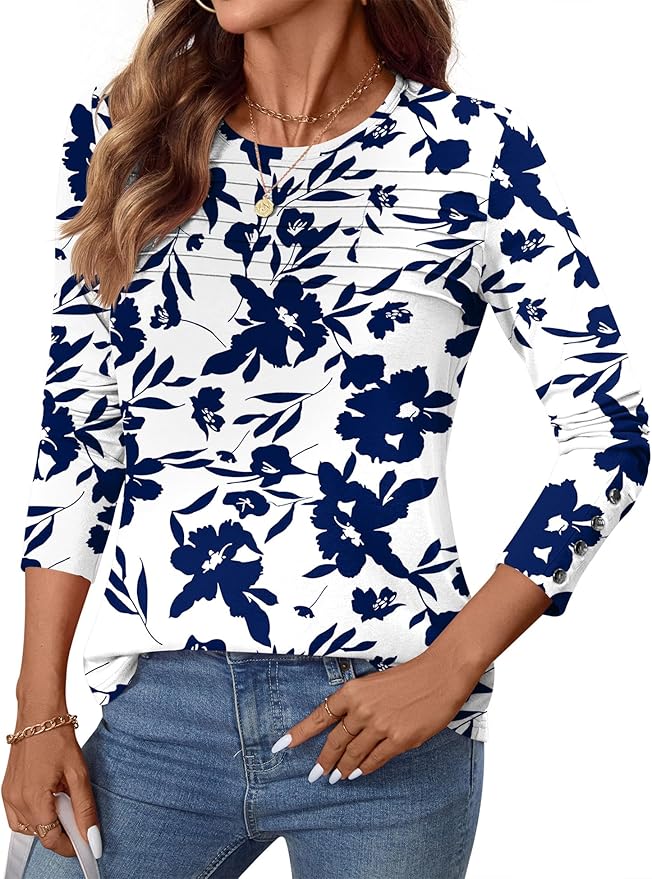 Blouses for Women Dressy Casual Long Sleeve Fall Fashion Tops Trendy Outfits for Work Office Shirts Thicker Clothes