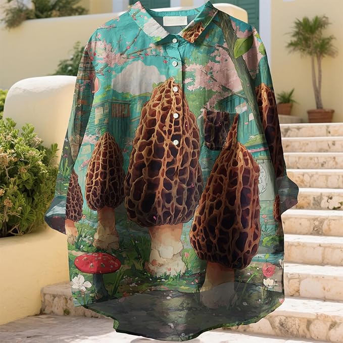 Women Funny Graphic Long Sleeve Floral Blouses Plus Size Button Shirts Casual Cute Vneck Fall Tunic Tops Trendy
