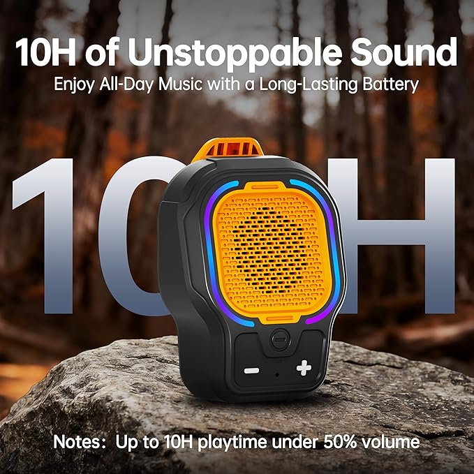 Wearable Bluetooth Speaker, Magnetic Clip-on Wireless Portable Speaker, Mini Loud speaker with 3 Light Modes, 10H Battery, Lightweight, Built-in Mic for Hands-Free Music Calls Outdoor Work, Ideal Gift