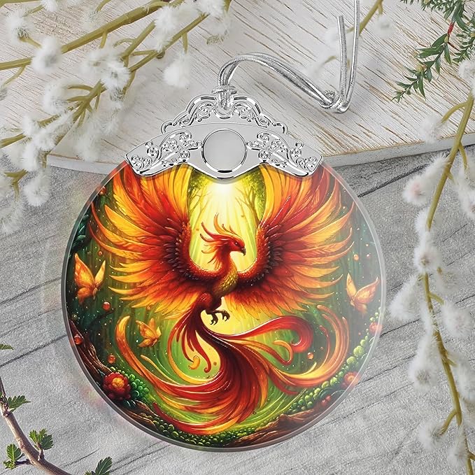 Christmas Ornament, 2025 Ornaments for Christmas Tree, Stained Glass Hanging Ornament, Holiday Ornaments, Unique Gift Idea - Phoenix