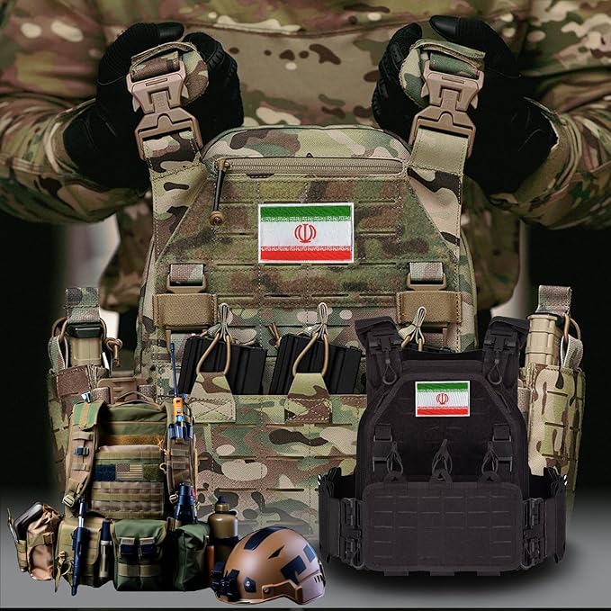 EmWoot 2PCS Iran Flag Patch Embroidered Morale Patch Military Tactical Patches Hook and Loop