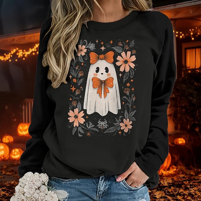 domirica Halloween Sweatshirt For Women Long Sleeve Crew Neck Sweatshirts Fall Halloween Costumes For Holiday Party 2025
