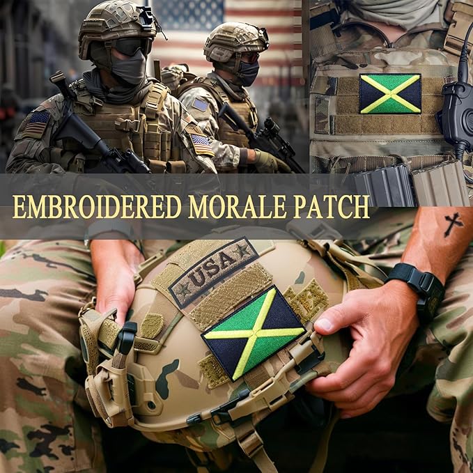 EmWoot 2PCS Jamaica Flag Patch Embroidered Morale Patch Military Tactical Patches Hook and Loop