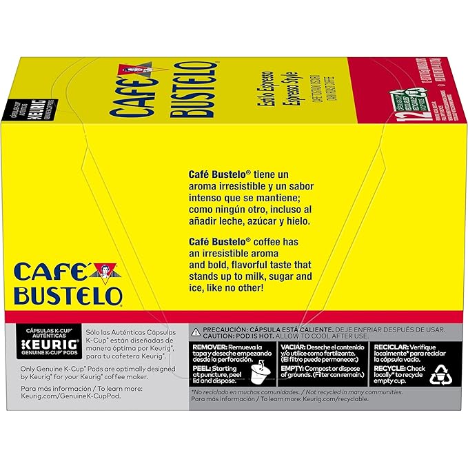 Café Bustelo Espresso Style Dark Roast Coffee, 72 Count Keurig K-Cup Pods