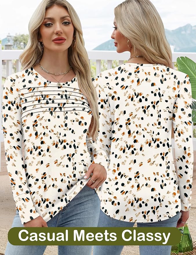 Blouses for Women Dressy Casual Long Sleeve Fall Fashion Tops Trendy Outfits for Work Office Shirts Thicker Clothes