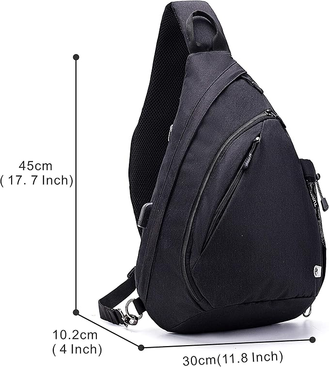 TurnWay Water-Proof Sling bag/Crossbody Backpack/Shoulder Bag with USB Charging Port for Travel, Hiking, Cycling, Camping