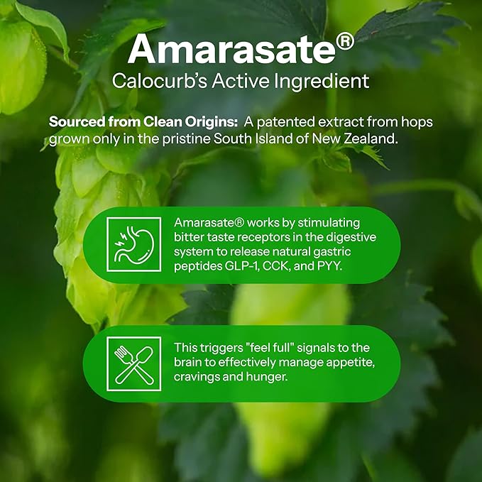 Calorie Control Supplement 6X Natural GLP-1 Activator, Official & Patented Amarasate Formula, Plant Based GLP1 Supplement, Manages Appetite, Hunger & Cravings, 1 Month Average Supply, 180 Count
