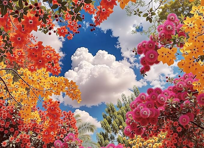 Naturelish 1000-Piece Puzzle for Adults - Relaxing Nature Jigsaw for Adults, Blooming Tree Canopy with Blue Sky Scene, Fun and Challenging Jigsaw Puzzles, 26.65 x 19.25 in