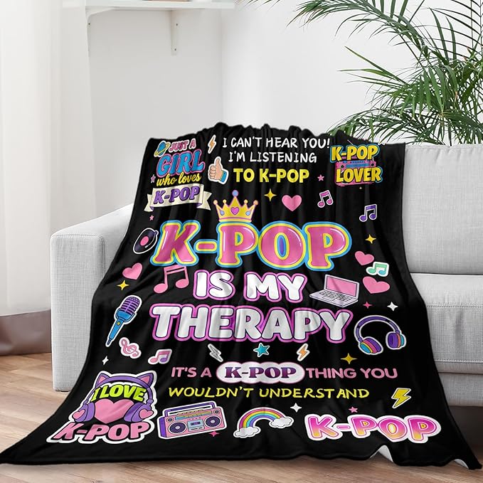 Kpop Blanket Gifts for K-Pop Fans - Super Soft Flannel Kpop Blankets for Girls Teen Fans Bedding Couch Sofa - Korean Kpop Merch Fandom Throw for Idol Lovers Dorm Decor Christmas (Style 04, 50 X 60)