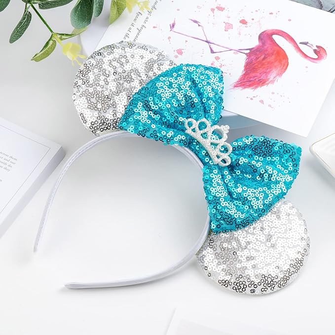 DRESHOW Mouse Ears Bow Headbands Glitter Party Decoration Cosplay Costume for Women