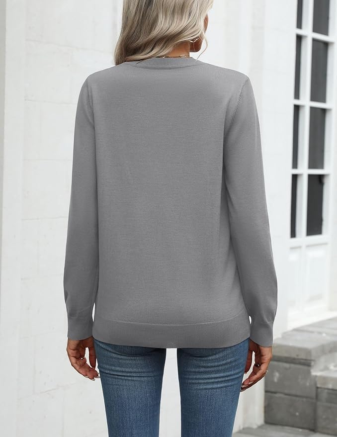 Zeagoo Womens 2026 Fall Sweaters Long Sleeve Tops Classic Crew Neck Pullover Sweaters Loose Dressy Casual Basic Clothes