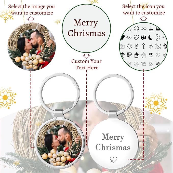 RSQGT Personalized Custom Keychain with Picture - Double Sided Engraving Photo Text Customized Key Chains for Men Boyfriend