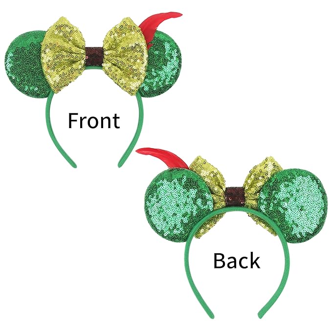 zhezesmila Shiny Mouse Ears Headband Pirate Ears with Sparkly Bow Pirate Headwear for Women Costume Decoration Hair Accessories for Birthday Party Theme Park
