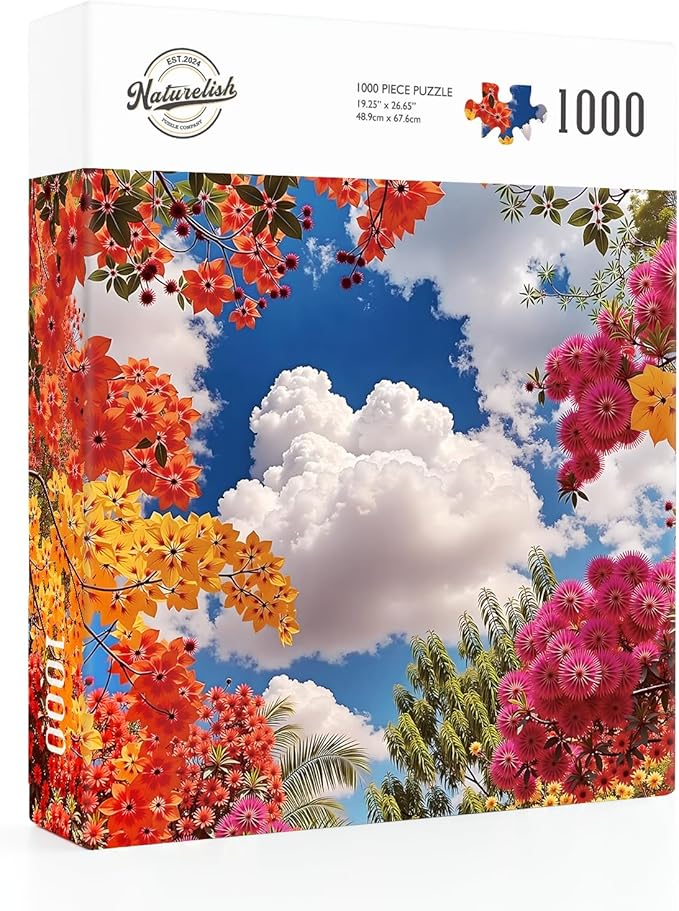 Naturelish 1000-Piece Puzzle for Adults - Relaxing Nature Jigsaw for Adults, Blooming Tree Canopy with Blue Sky Scene, Fun and Challenging Jigsaw Puzzles, 26.65 x 19.25 in