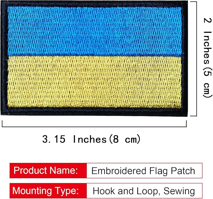 EmWoot 2PCS Ukraine Flag Patch Embroidered Morale Patch Military Tactical Patches Hook and Loop(Black Border)