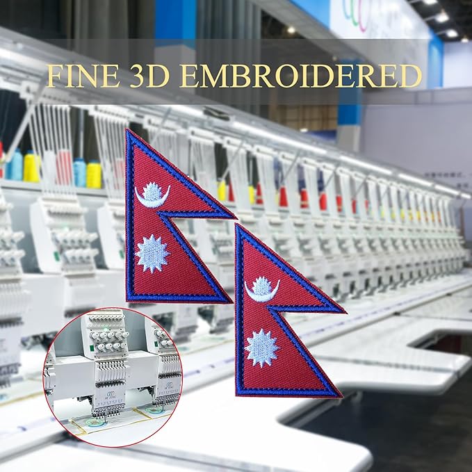 EmWoot 2PCS Nepal Flag Patch Embroidered Morale Patch Military Tactical Patches Hook and Loop
