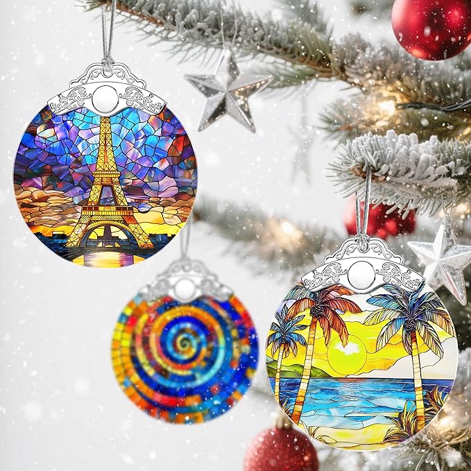Christmas Ornaments: Stained Glass Ornament, Christmas Tree Ornament, Hanging Ornaments for Home Decor & Xmas Tree Decorations – Exquisite Holiday Decor, Gifts & Holiday Present - Eiffel Tower