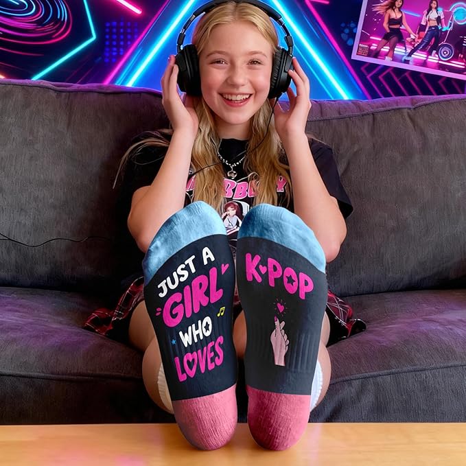 TI-EDC Kpop Socks, K-Pop Merch, Korean Drama Gifts, Christmas Stocking Stuffer, Music Gifts for Women - K Pop Singing Socks for Teen Girls Singers Kpop Fans Lovers, Valentines Day Ideas