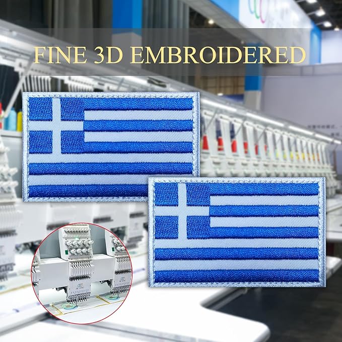 EmWoot 2PCS Greece Flag Patch Embroidered Morale Patch Military Tactical Patches Hook and Loop(Greece 01)