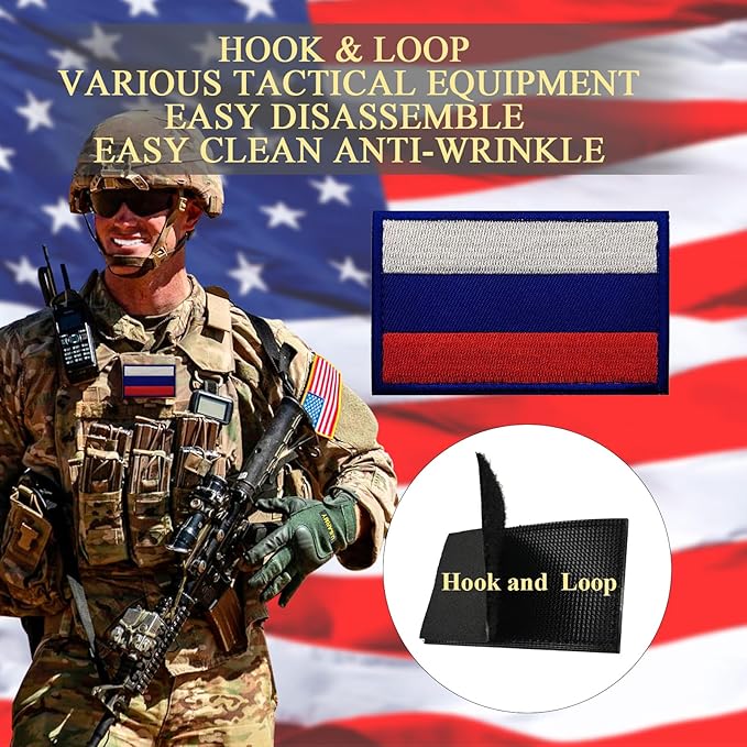 EmWoot 2PCS Russia Flag Patch Embroidered Morale Patch Military Tactical Patches Hook and Loop