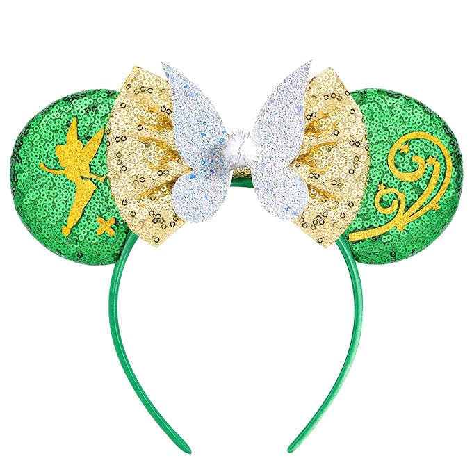 HAMUTH Mouse Ears,Birthday Decorations Headband for Women Girls Kids,Green Headband Hairs Accessories for Party Trip Parks Cosplay Costume Accessories