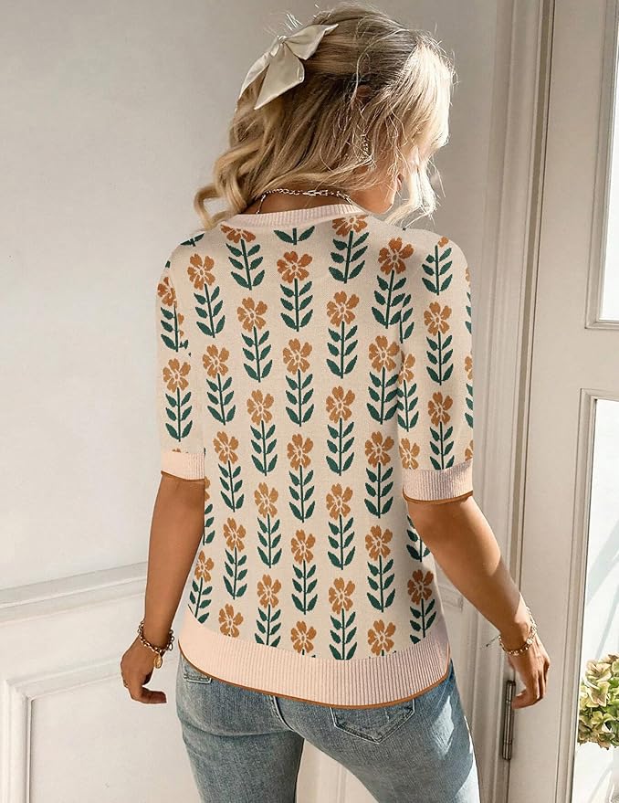 Zeagoo Womens Summer Short Sleeve Tops Crew Neck Lightweight Pullover Sweaters Loose Dressy Casual Blouse Basic Clothes