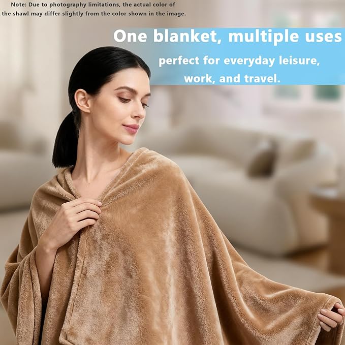 Women's Double Flannel Poncho - Snuggle Cape, Soft Warm Winter Wrap | Unisex Winter Wear for Home, Office, School