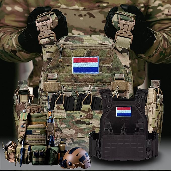 EmWoot 2PCS Netherlands Flag Patch Embroidered Morale Patch Military Tactical Patches Hook and Loop