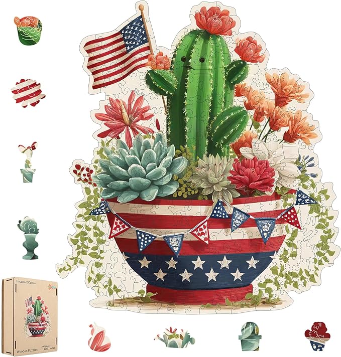 MEATRN Wooden Puzzles for Adults - Artistic Succulent Cactus Wooden Jigsaw Puzzles, Premium Plant Wood Puzzle for Relaxation and Home Décor, Collectible Gift, 507 Pcs, 15.7 x 17.3in