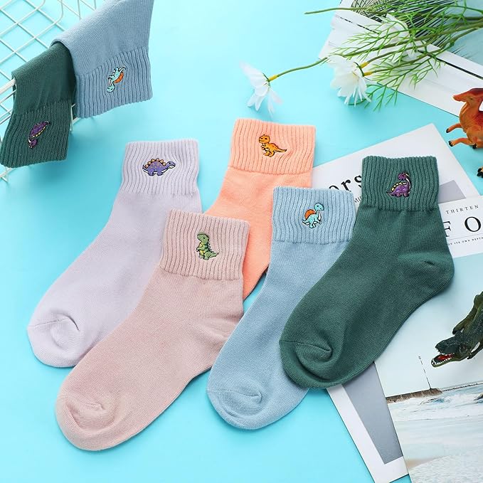 Eurzom 10 Pairs Socks Womens Crew Elastic Ankle Length Cotton Socks Aesthetic Cute Lightweight Low Cut Gifts for Women